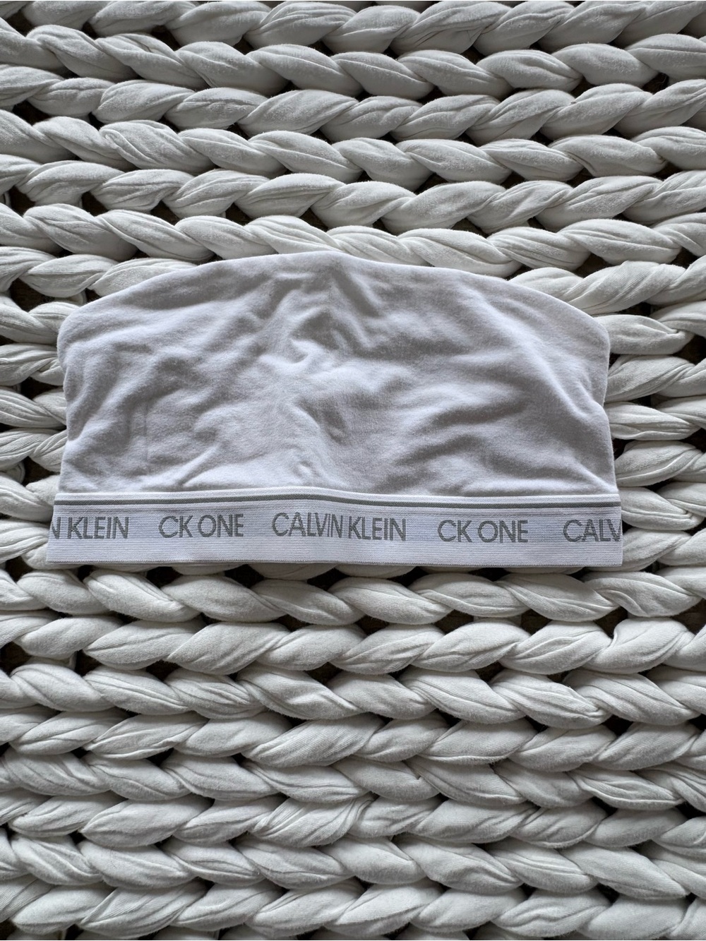 Calvin Klein White Bandeau with CK One Branded Elastic